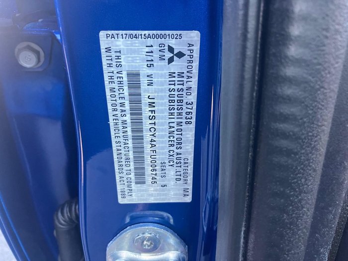 2015 Mitsubishi Lancer ES Sport CJ MY15 Lightning Blue