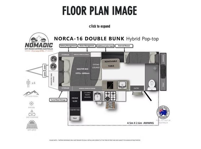 2025 Nomadic Off-Road Campers Norca -16 Double Bunk Electric Pop Top Hybrid Caravan