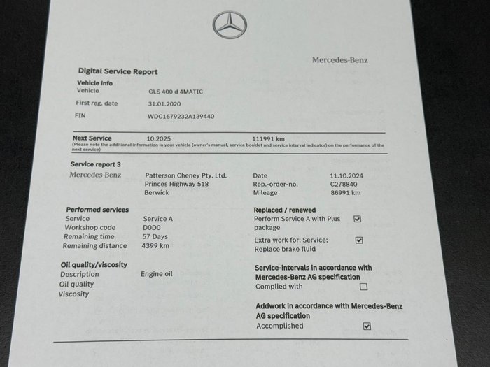 2020 Mercedes-Benz GLS-Class GLS400 d X167 Four Wheel Drive Obsidian Black Metallic