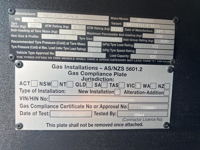 2025 New Age Caravans Manta Ray Mr19er Exp My25