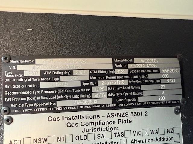 2025 New Age Caravans Oz Classic Oz22cl My25