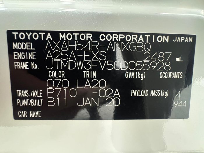 2020 Toyota RAV4 Cruiser AXAH54R 4X4 On Demand Crystal Pearl
