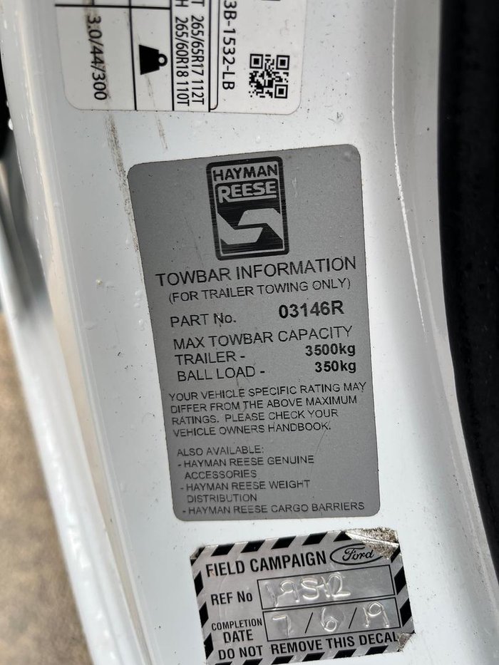 2017 Ford Ranger XL Hi-Rider PX MkII 4x2 Frozen White