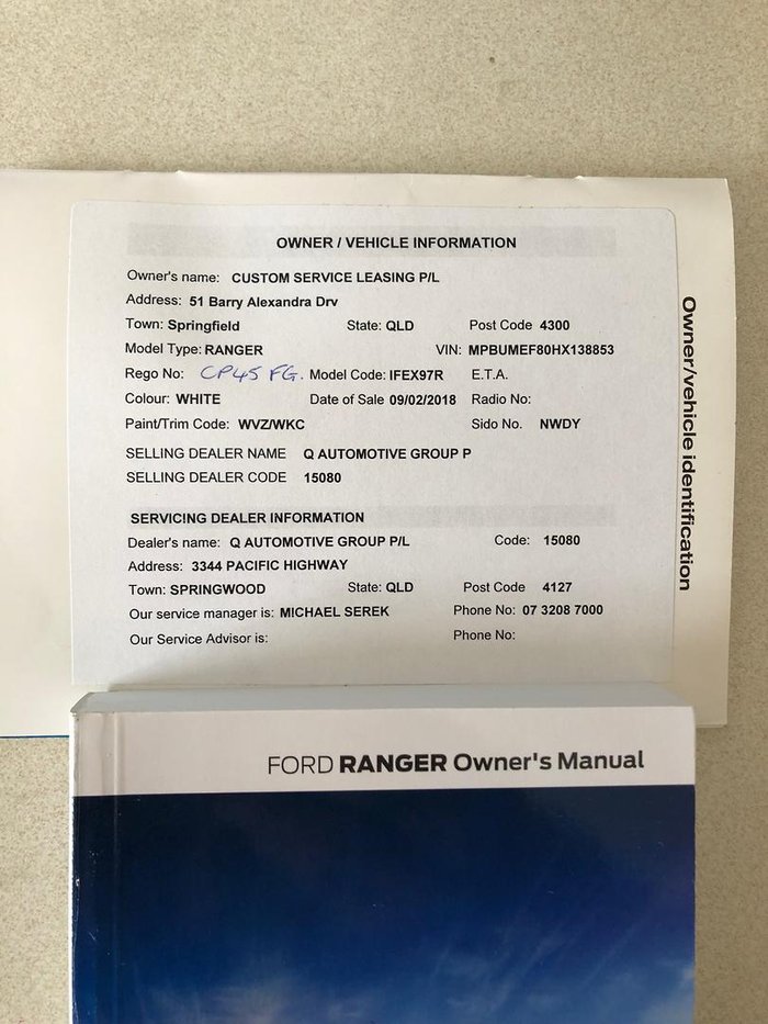 2017 Ford Ranger XL Hi-Rider PX MkII 4x2 Frozen White