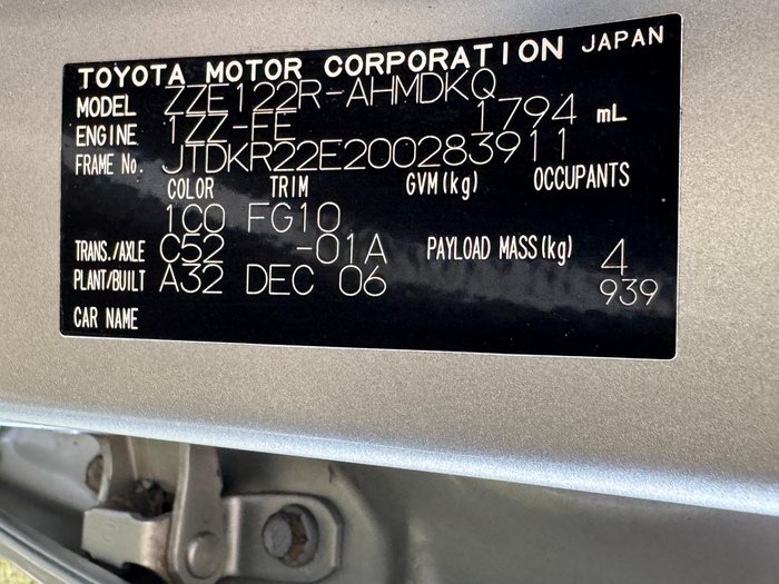 2006 Toyota Corolla Ascent