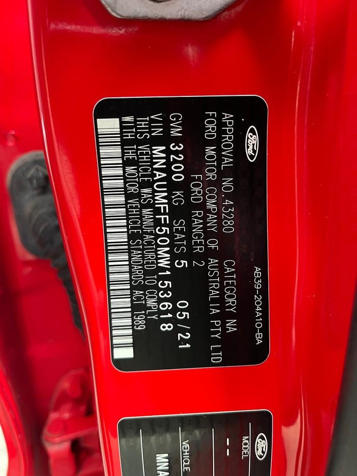 2021 Ford Ranger XLT Hi-Rider PX MkIII MY21.25 4x2 True Red