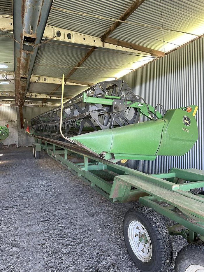 2020 John Deere S780 & 640D Front On Trailer Green