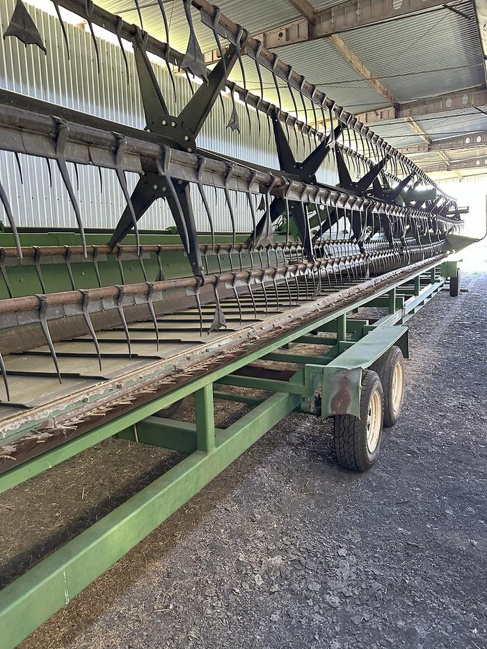 2020 John Deere S780 & 640D Front On Trailer Green