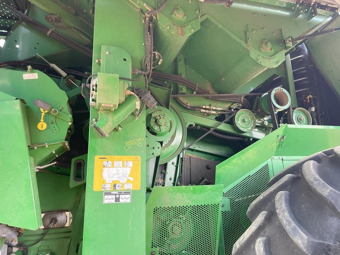 2020 John Deere S780 & 640D Front On Trailer Green