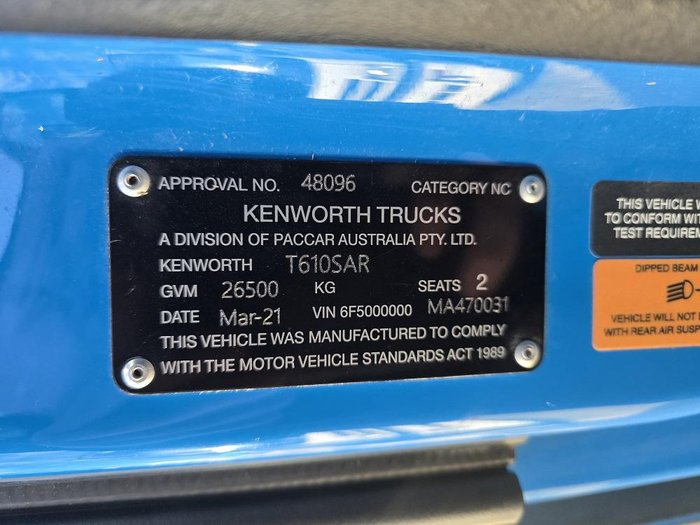 2021 Kenworth T610 Sar Blue