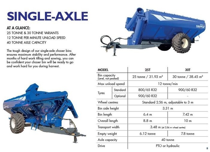 Davimac 30T Single Axle Chaser Bin