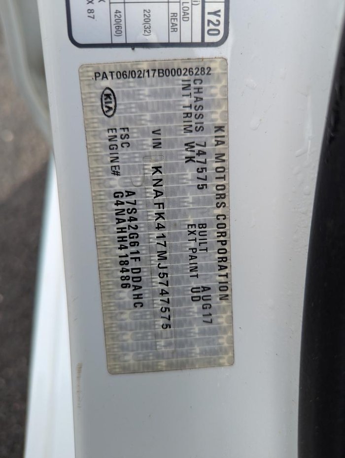 2017 Kia Cerato S YD MY18 Clear White