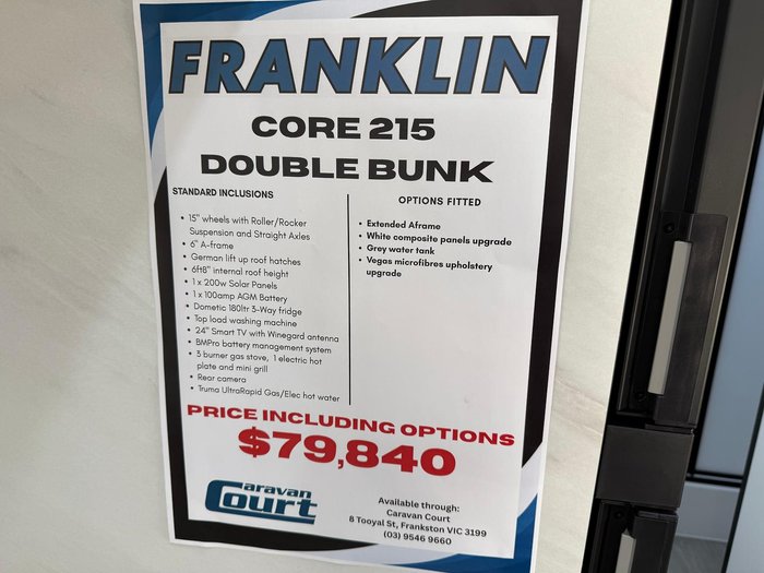 2025 Franklin Core 215 Double Bunk