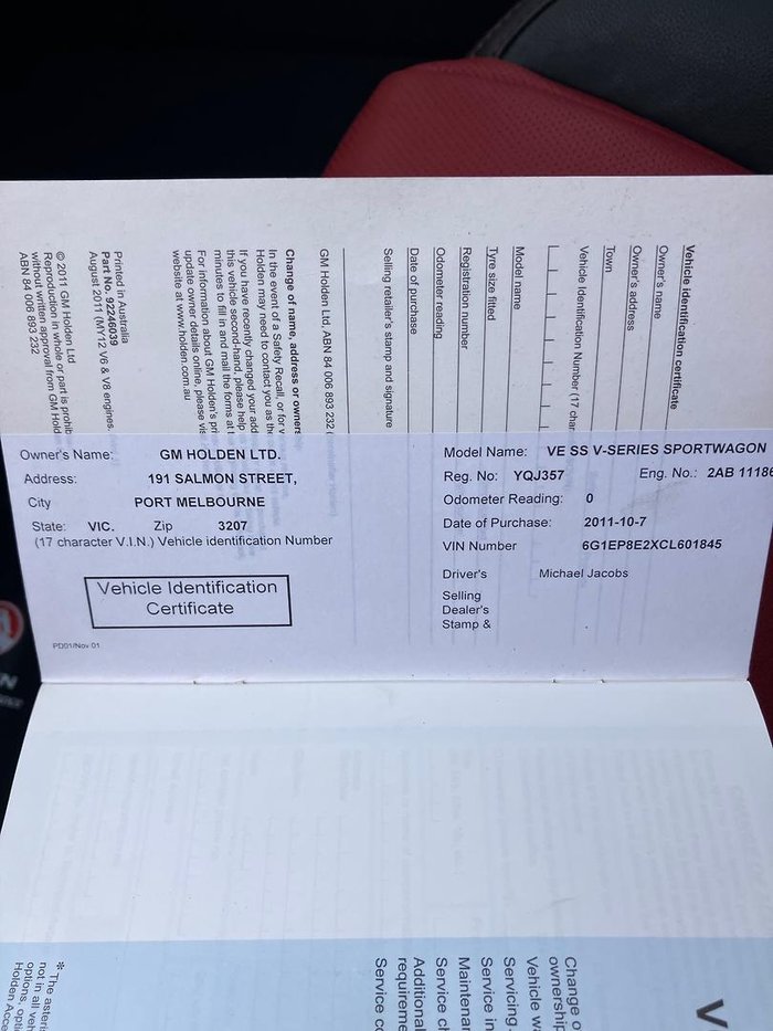 2011 Holden Commodore SS V VE Series II MY12 Redhot