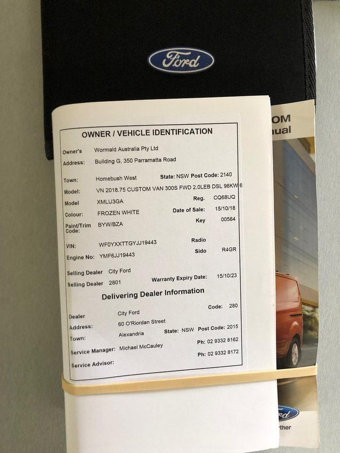 2018 Ford Transit Custom 300S VN MY18.75 Frozen White