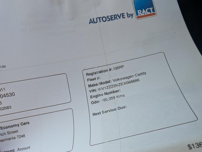 2014 Volkswagen Caddy TSI160 2KN MY14 Candy White