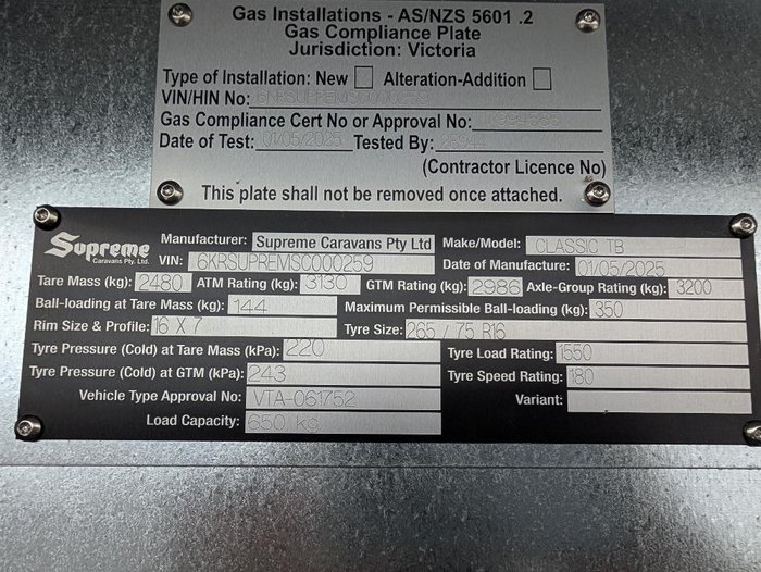 2025 Supreme Classic Tourer 20 Ft (6.1 M) - Stock Clearance Sale