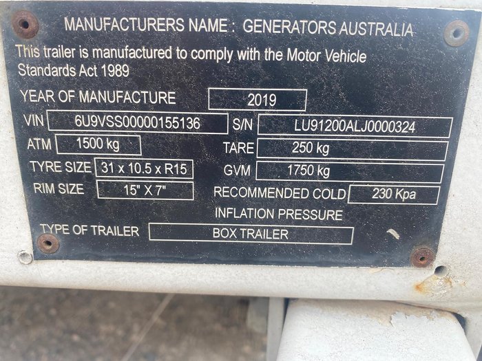 2019 Generators Australia LTA65K White