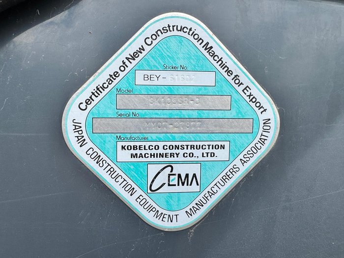 2016 Kobelco Excavator Sk135sr-3