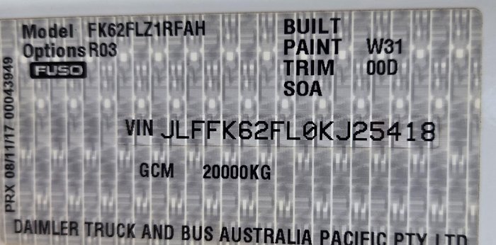 2018 Fuso Fighter 1424 WHITE