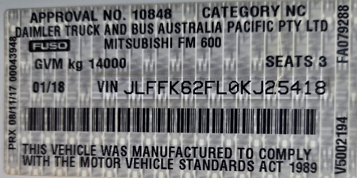 2018 Fuso Fighter 1424 WHITE