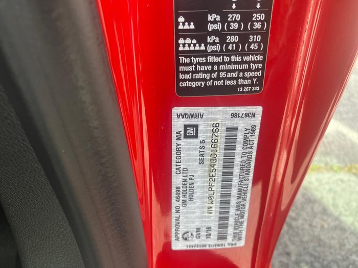 2016 Holden Astra VXR PJ MY17 Absolute Red