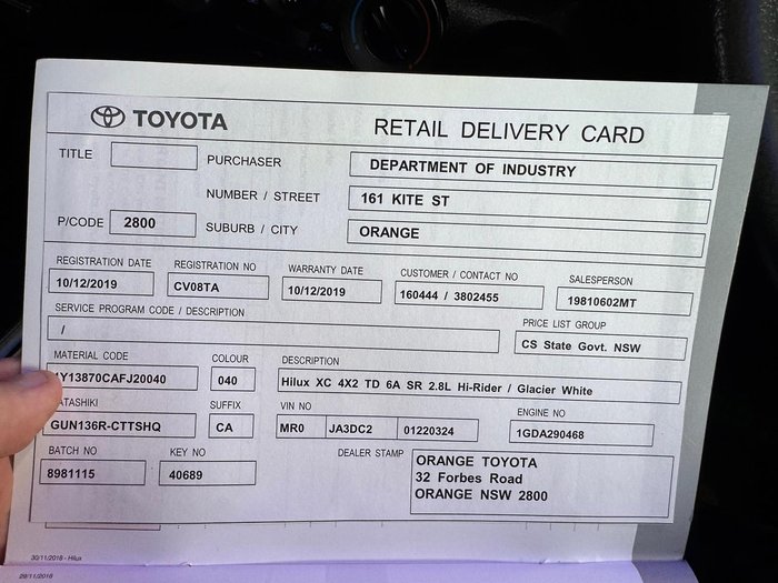 2019 Toyota Hilux SR Hi-Rider