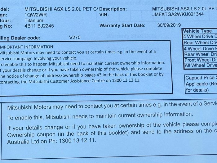 2019 Mitsubishi ASX LS