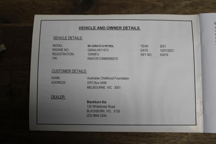 2020 Kia Cerato S BD MY21 Clear White