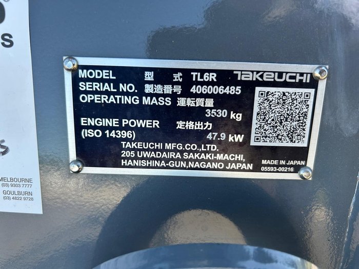 2024 Takeuchi Tl6r Trackloader