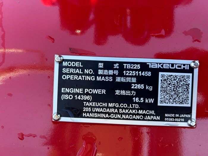 2025 Takeuchi Tb225 Compact Excavator And Trailer Package