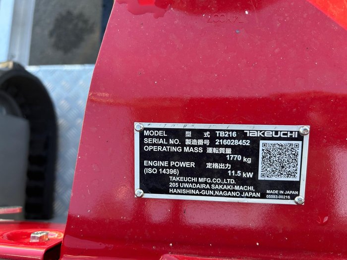2025 Takeuchi Tb216 Compact Excavator And Trailer Package