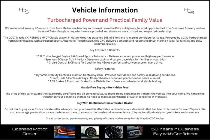 2007 Mazda CX-7 Classic ER Series 1 MY07 Four Wheel Drive Galaxy Grey