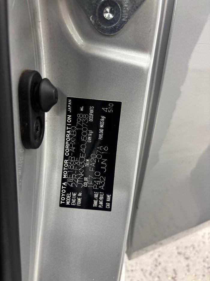 2016 Toyota Corolla Hybrid ZWE186R Silver Pearl