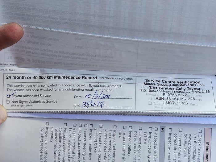 2019 Toyota Kluger GX