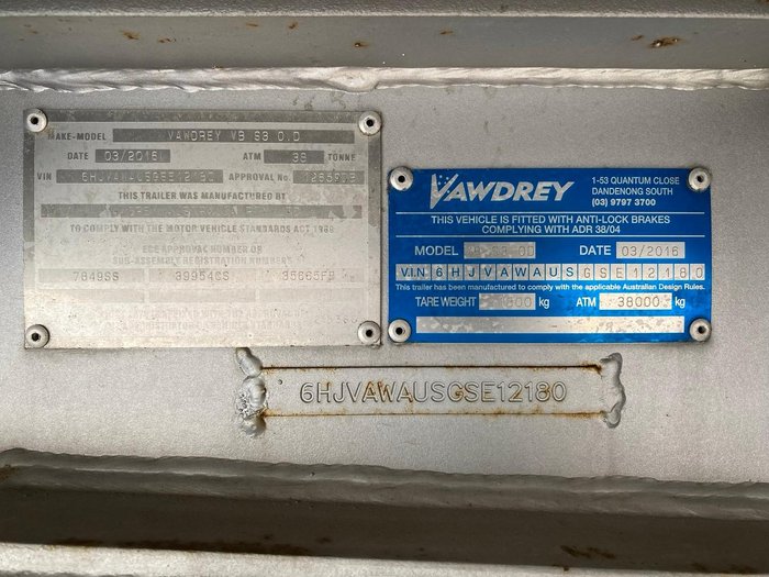 2016 Vawdrey 24P Drop Deck Curtainsider Red