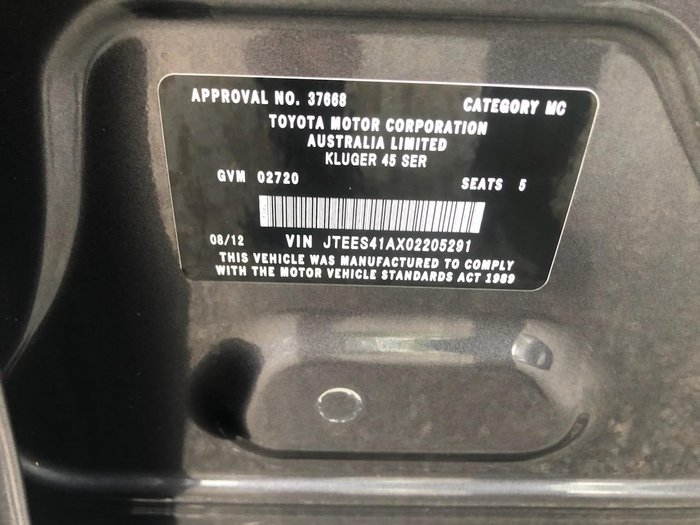 2012 Toyota Kluger KX-R