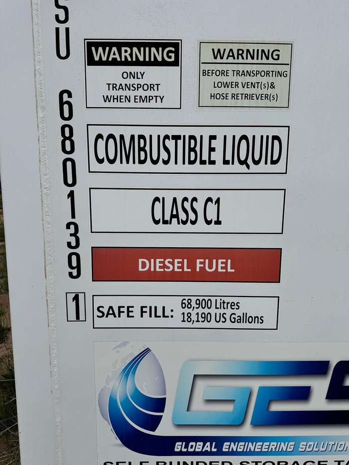 2020 GES TOS-68 Self Bunded Diesel Fuel Tank