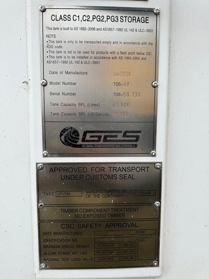 2020 GES TOS-68 Self Bunded Diesel Fuel Tank