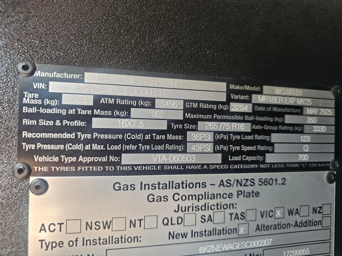 2025 New Age Caravans Manta Ray Mr18er Exp My25