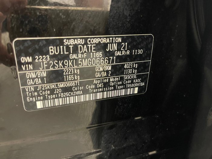 2021 Subaru Forester 2.5i Premium S5 MY21 AWD Crystal Black