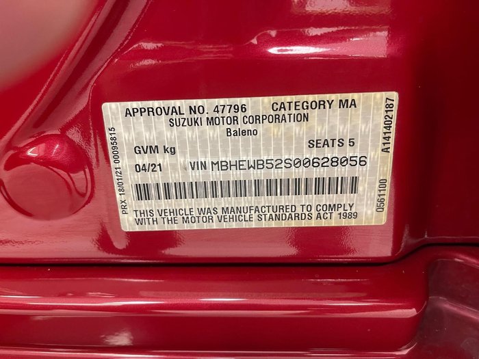 2021 Suzuki Baleno GL EW Series II Phoenix Red