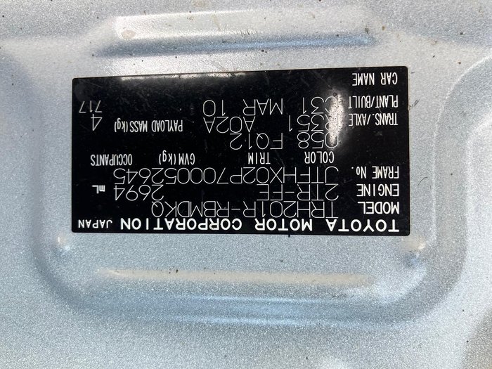 2010 Toyota Hiace TRH201R MY10 French Vanilla