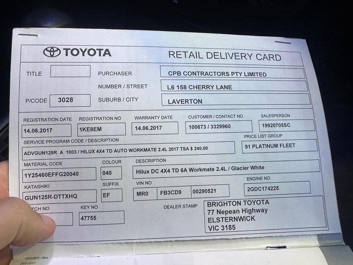 2017 Toyota Hilux Workmate