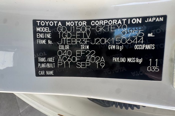 2019 Toyota Landcruiser Prado GX