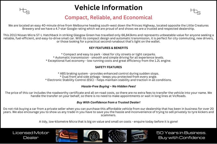 2013 Nissan Micra ST-L K13 MY13 Glasgow Green