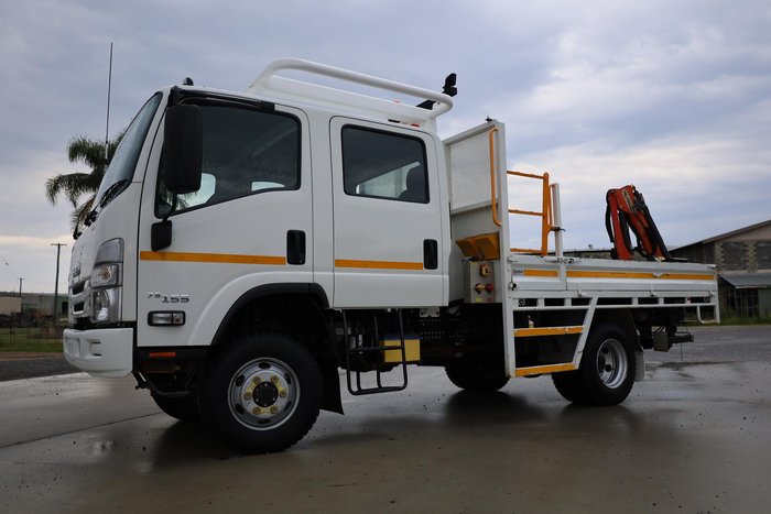 2022 Isuzu N Series NPS75-155 4X4 Dropside Tray with Crane White