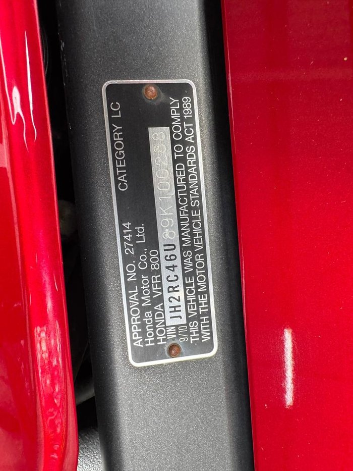 2010 Honda VFR800Fi VFR Red