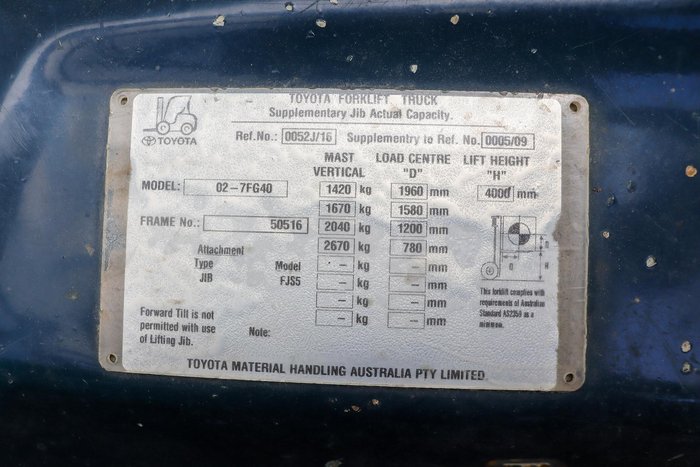 2008 Toyota 4T Forklift Orange