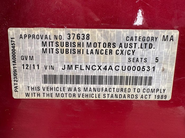 2011 Mitsubishi Lancer ES CJ MY12 Red